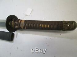 Wwii Japanese Civilian Samurai Sword W Scabbard Old Signed Tsuba Minty Blade C90