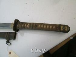 Wwii Japanese Officers Samurai Sword Signed With Unscabbard Old Long Blade #w10