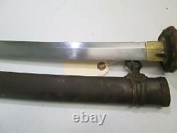 Wwii Japanese Officers Samurai Sword Signed With Unscabbard Old Long Blade #w10