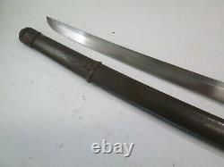 Wwii Japanese Officers Samurai Sword Signed With Unscabbard Old Long Blade #w10