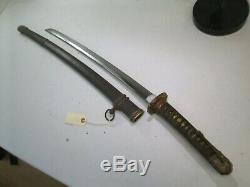 Wwii Japanese Officers Samurai Sword With Scabbard Old Signed Blade Wit Mon #w12