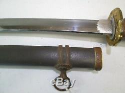 Wwii Japanese Officers Samurai Sword With Scabbard Old Signed Blade Wit Mon #w12