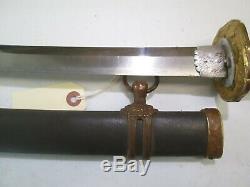 Wwii Japanese Officers Samurai Sword With Scabbard Old Signed Blade Wit Mon #w12