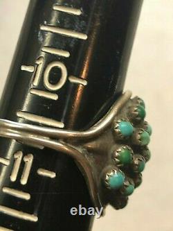 Zuni Signed 19 Snake Eye Turquoise Round Cabochohs Sterling Old Pawn Beautiful A